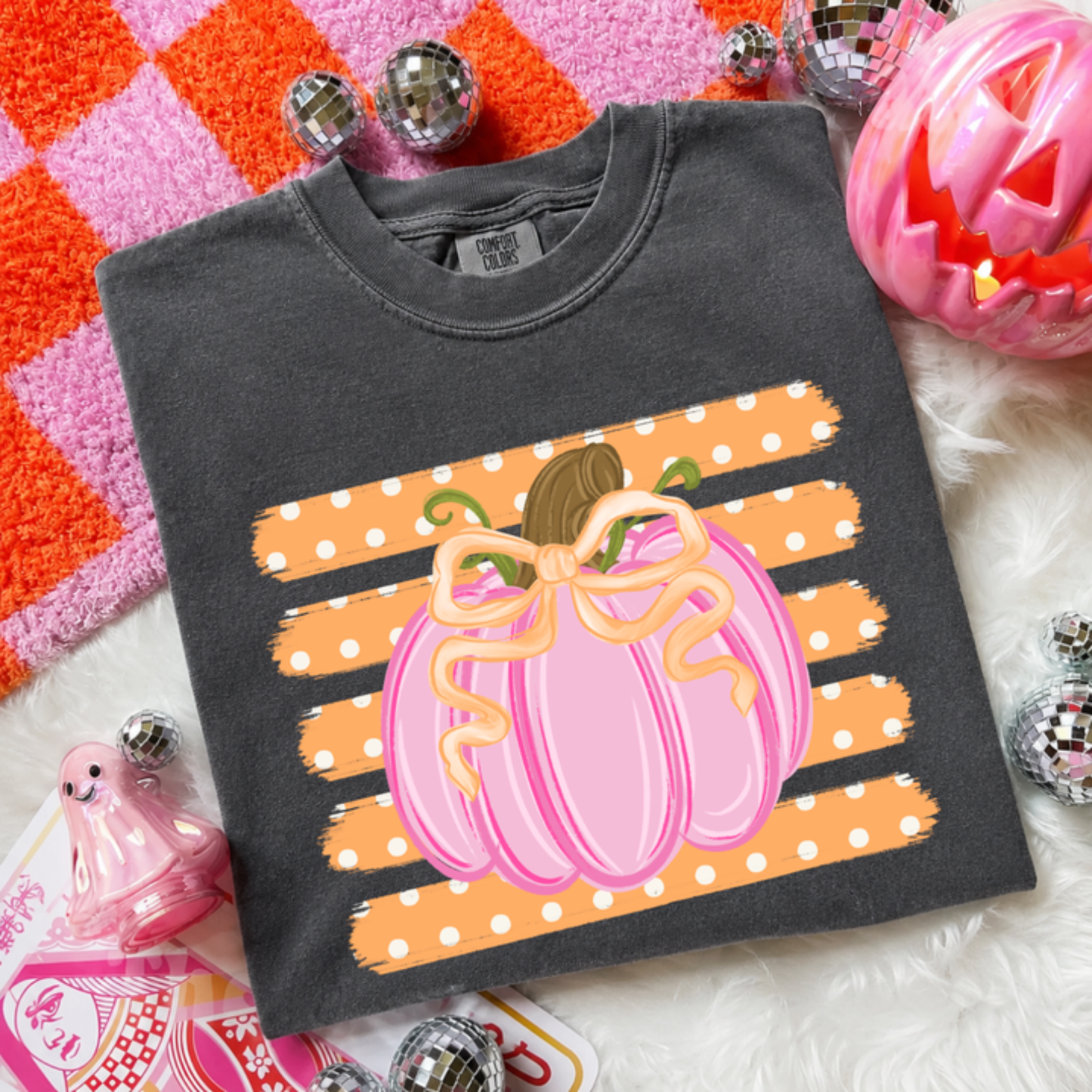 Pink Bow Pumpkin Graphic Tee