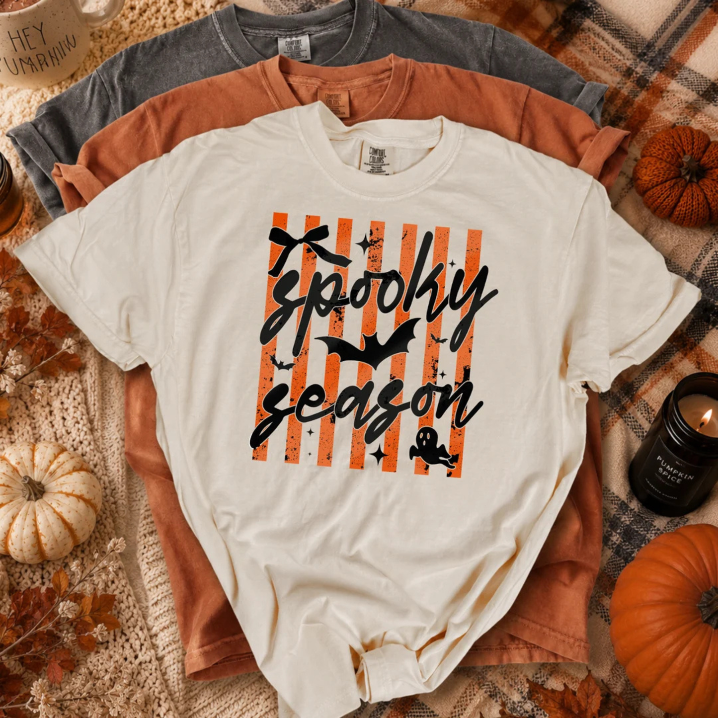 Spooky Season Striped Graphic Tee
