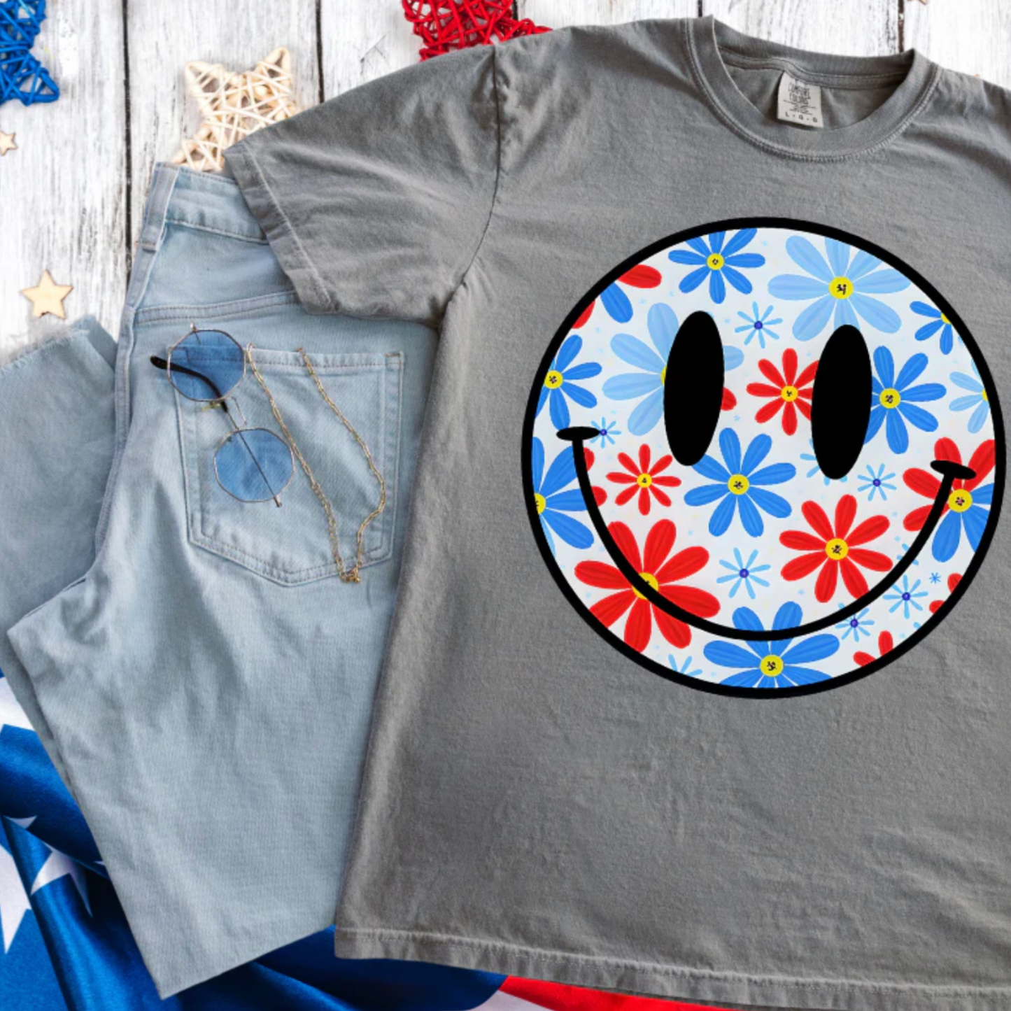 Youth Retro Floral Smiley Tee ๐บ๐ธ๐ผ