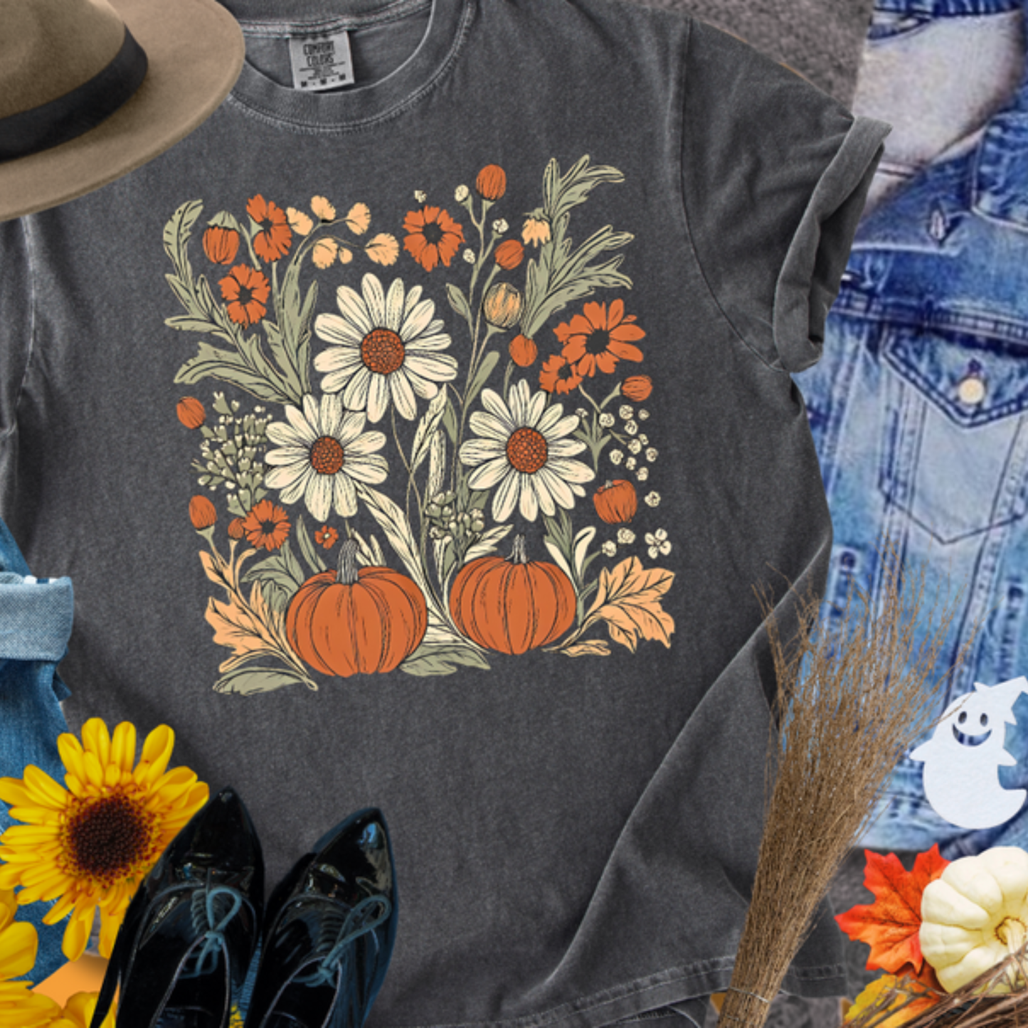 Retro Fall Wildflowers Graphic Tee