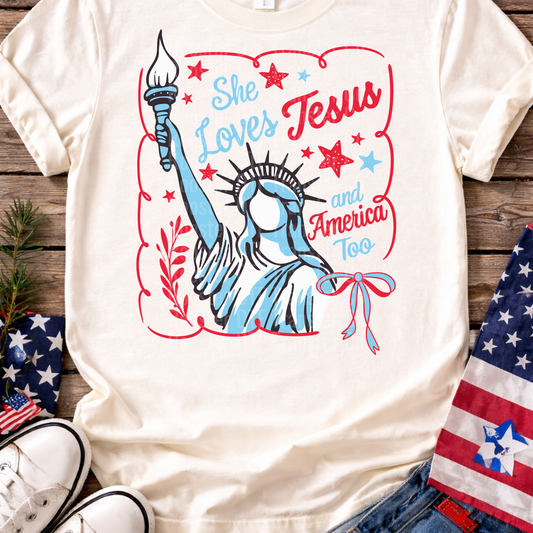 She Loves Jesus and America Too T-Shirt