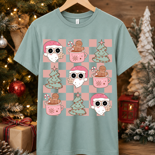Retro Santa Checkerboard Tee