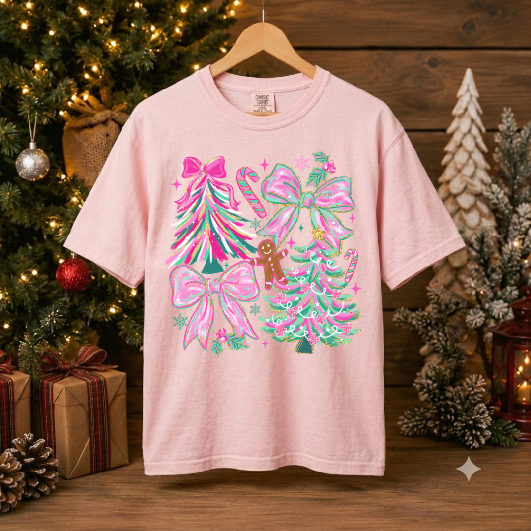 Christmas Coquette Bow Tree Graphic Tee (Youth)