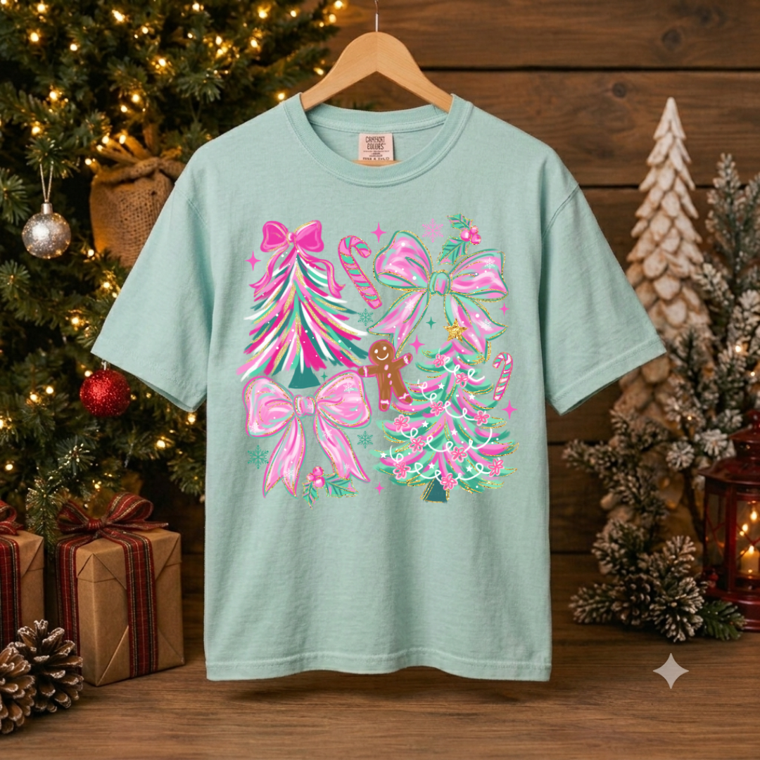 Christmas Coquette Bow Tree Graphic Tee (Youth)