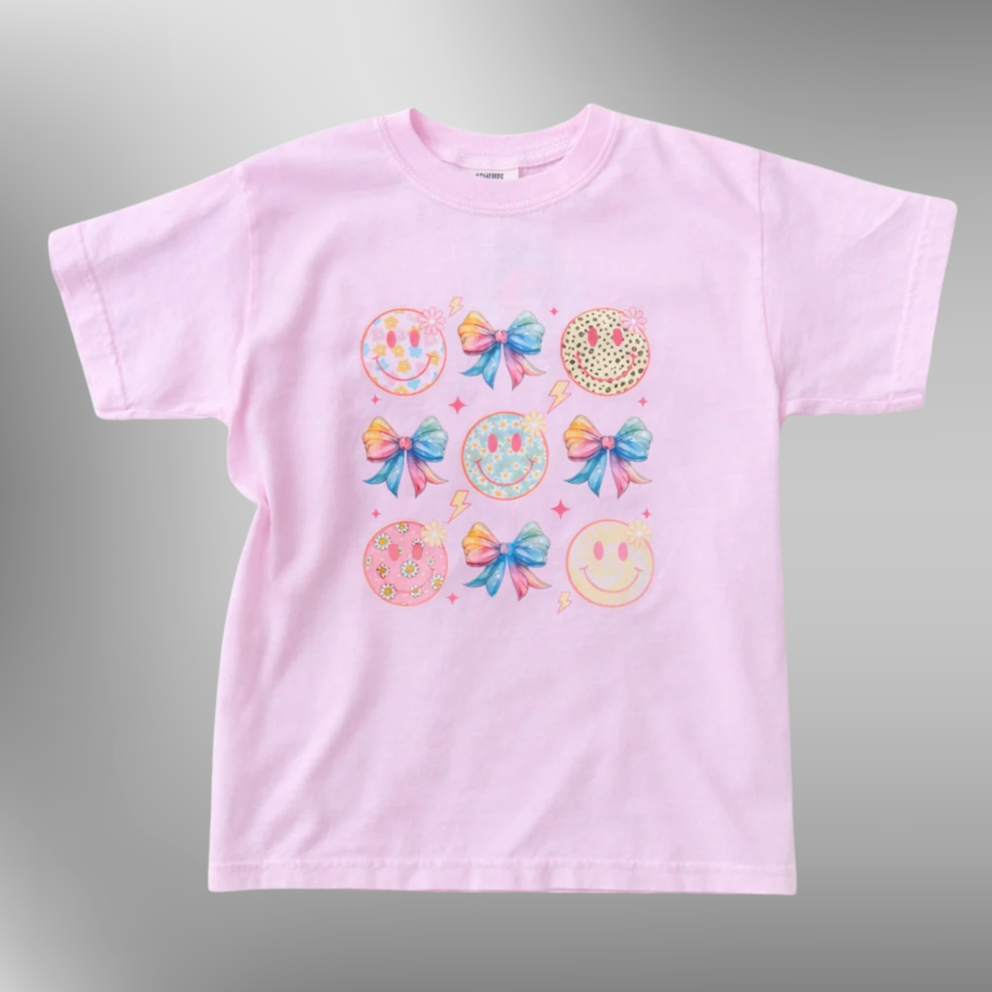 Preppy Bows and Floral Smiley Faces Graphic Sweatshirt