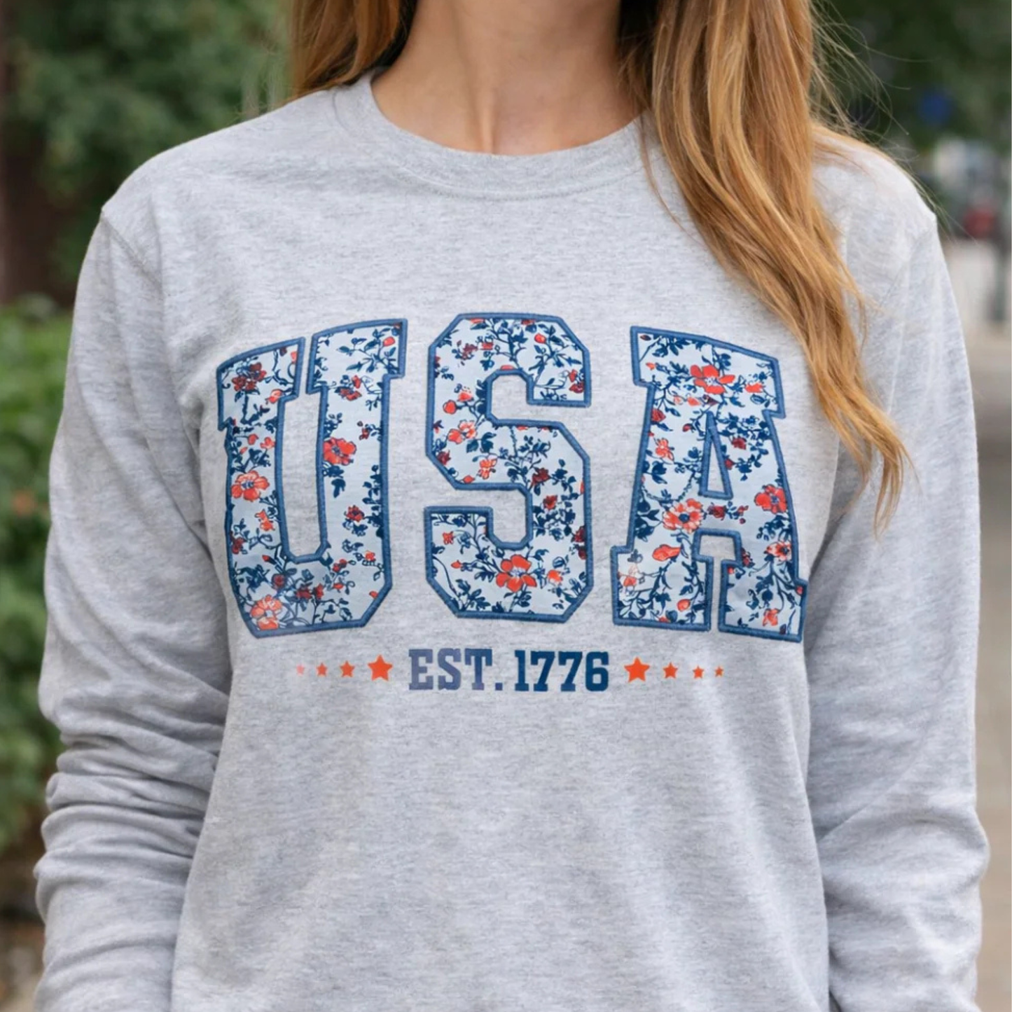 USA Floral Long Sleeve Shirt