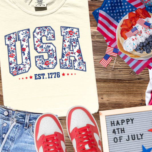 USA Floral T-Shirt
