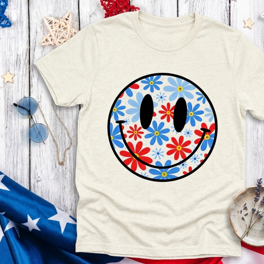 Youth Retro Floral Smiley Tee 🇺🇸🌼